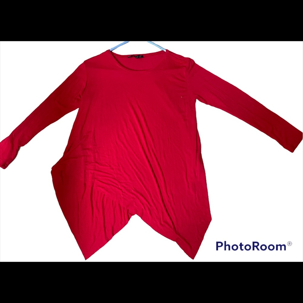 Red Long sleeve asymmetric made in Turkey comfy